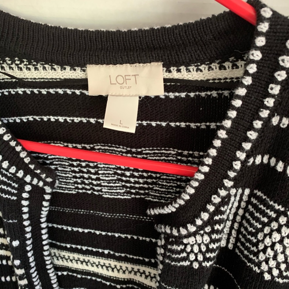 Loft Outlet Black & White Open Cardigan - Large - Picture 2 of 4